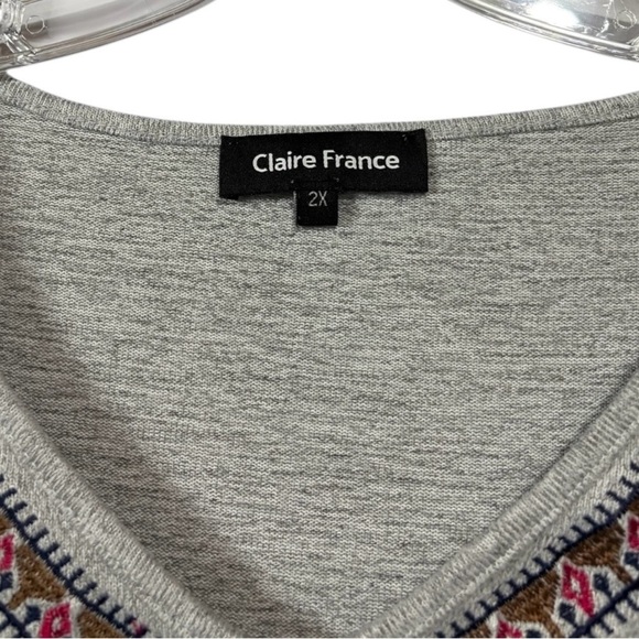 NWOT, Claire France, Plus Size Floral Sweater, 2X, Gray - Picture 6 of 10